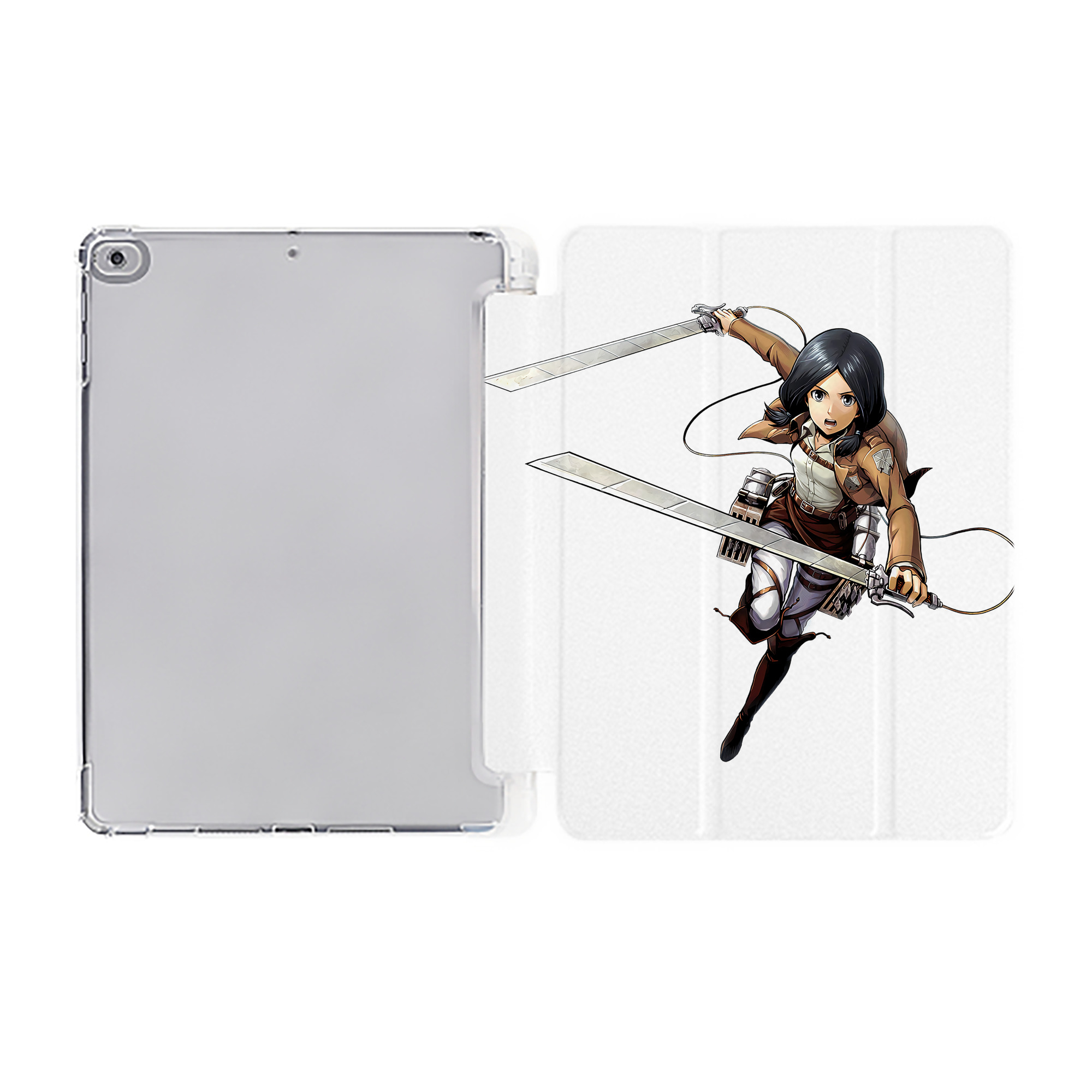（画像用） 進撃の巨人 ミカサ·アッカーマン Attack on Titan Mikasa Ackerman IPad ケース ペン収納付き 三つ折りスタンド PUレザー×シリコン 対応機種9.5/10.5/10.9インチ